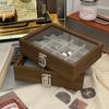 Glass Lid Jewelry Organizer Square Jewelry Display Tray Ring Case Wooden Jewelry Box  Women Gift