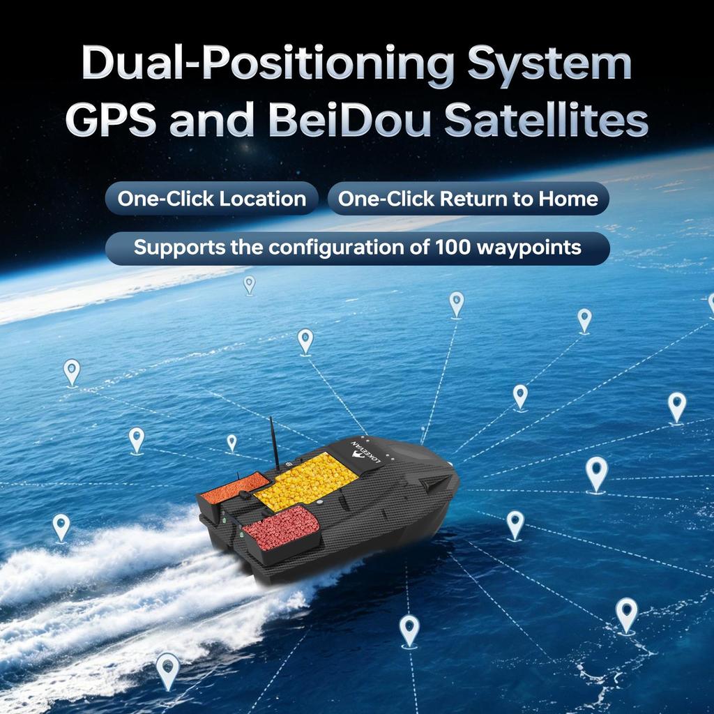 LOKEEVAN D70B  GPS Bait Boat 12V 500m range GPS + Beidou dual positioning 1.5 kg towing capacity
