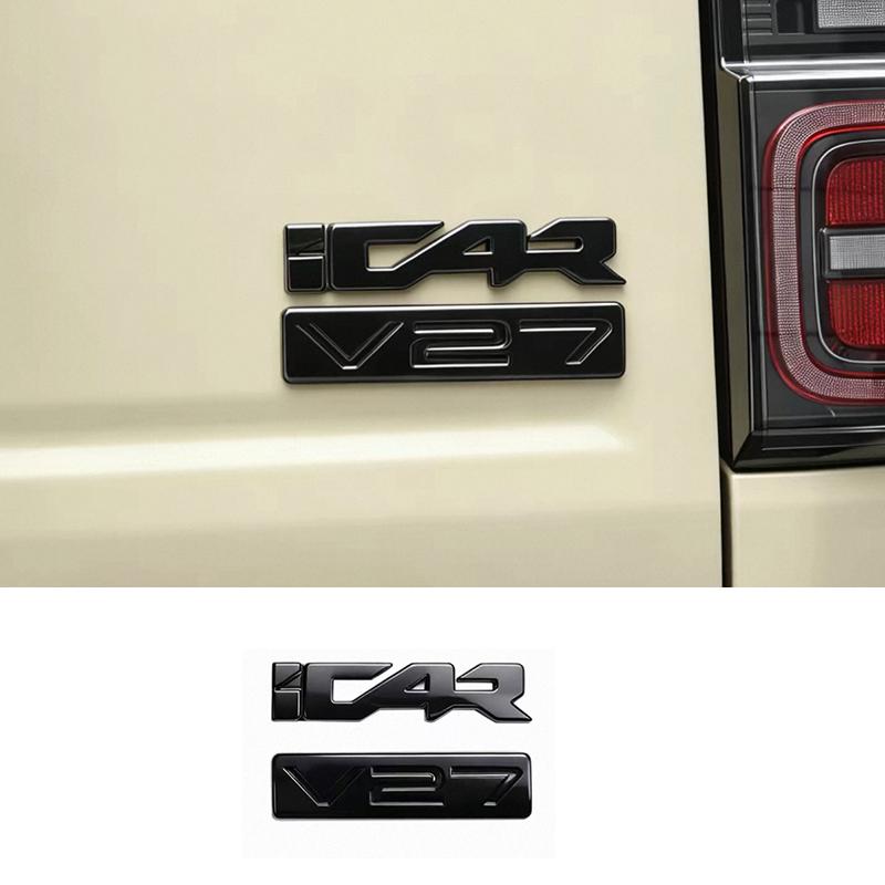 For Chery iCAR V27 ICAUR V27 2026 Car Sticker Out Black covering Front Grille Trunk Tailgate Metal Emblem Accessories