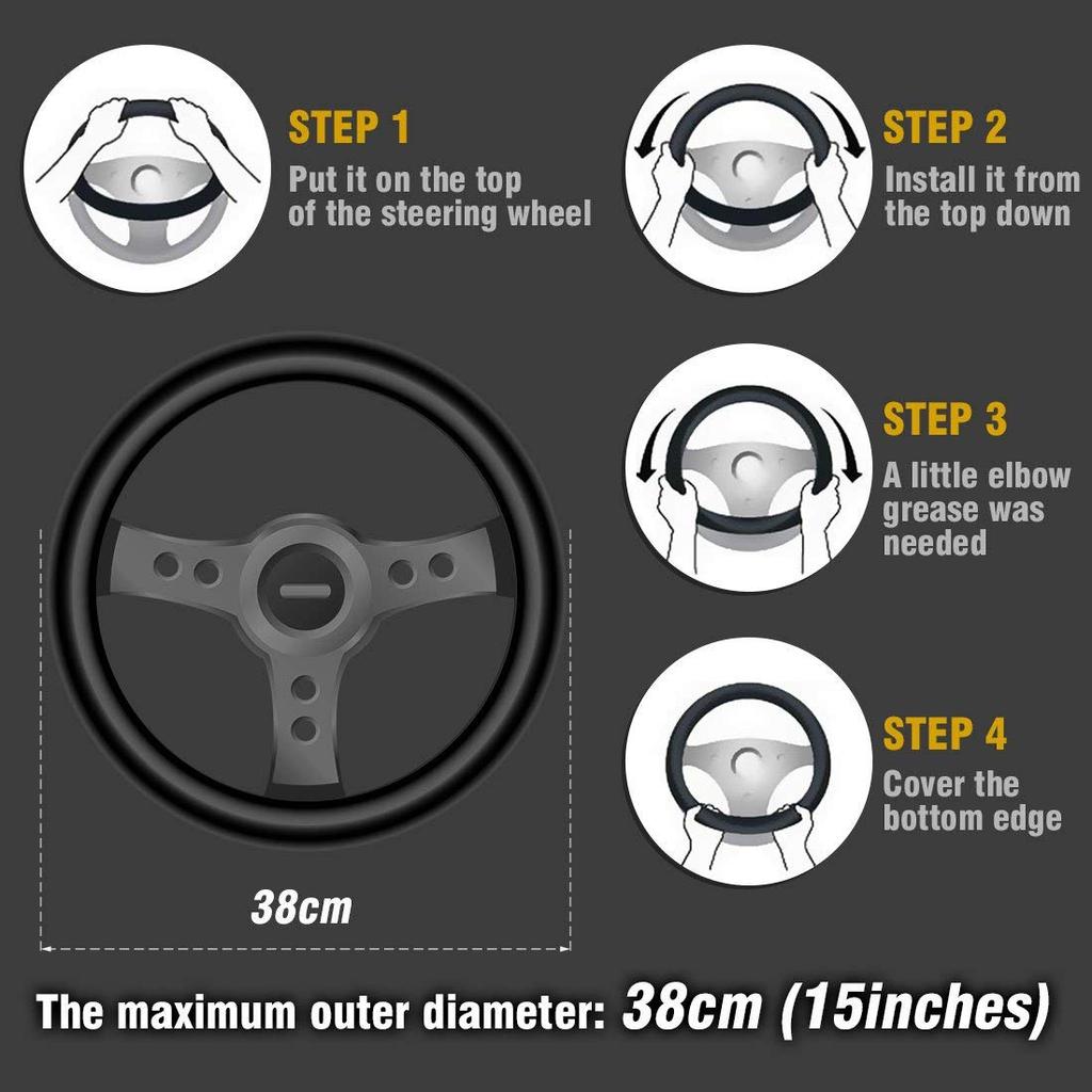 Cow Pattern Steering Wheel Cover, Universal 15 Inch Breathable Microfiber Leather Car Steering Wheel