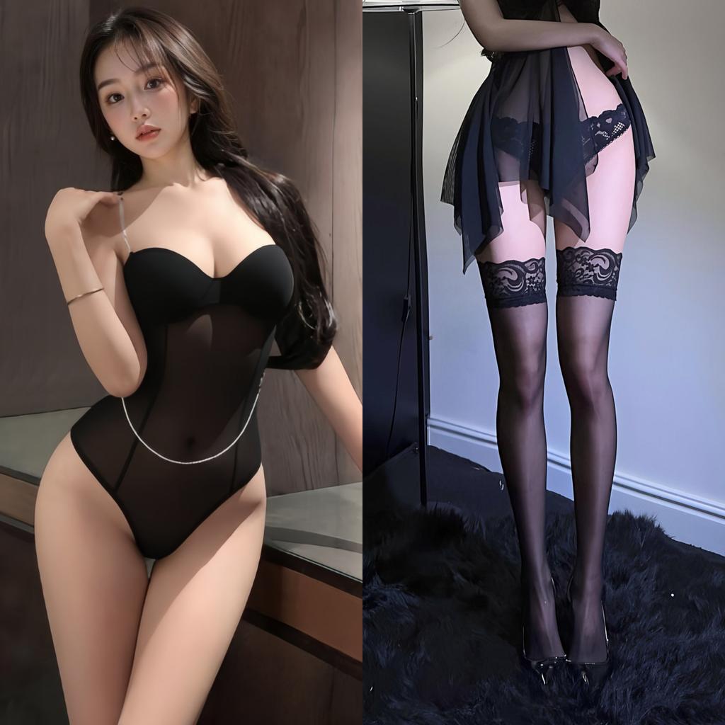 Sexy lingerie small breasts show big sexy one-piece uniform bed flirting open file free pure desire temptation passion suit