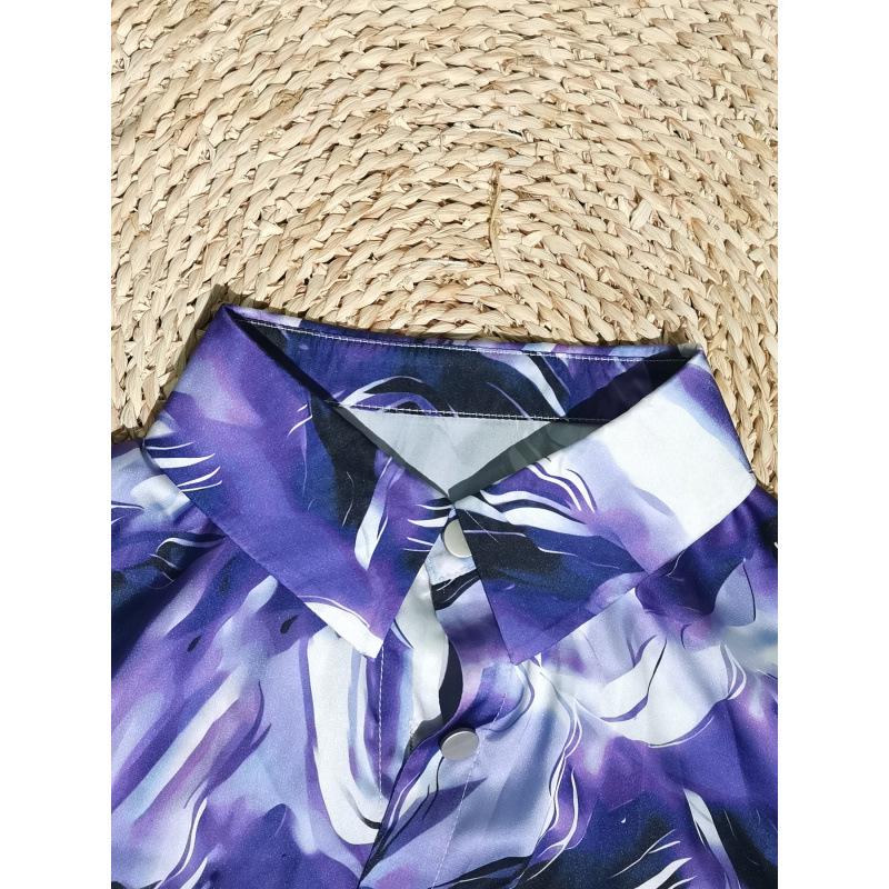 2024 European/American 3D Print Long-Sleeve Loose Turn-Down Collar Shirt.