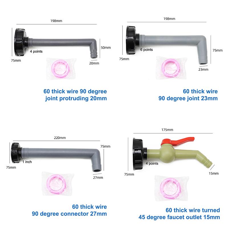 Ibc Tank Adapter Valve Fittings S60*6 Coarse Thread To 1/2 3/4 1" Water Tank Connectors Garden Hose Faucet Accessories