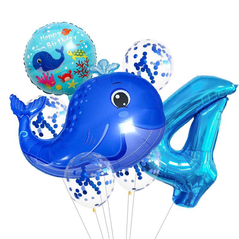 Ocean Theme Balloon Set Kids Birthday Number Balloon Decor