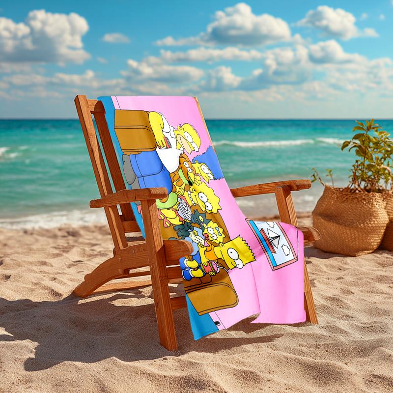 1Pc Simpsons Family Beach Towel, Quick Dry, Multi-Use for Beach Pool Gym Yoga Home Travel, Christmas, Halloween, Xmas Gift S683