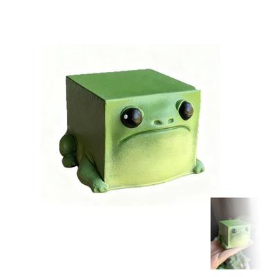 Harz Quadratische Frosch Statue Dekoration Niedliche Desktop Dekoration, Geeignet als eine Langlebige Harz Tier Statue Geschenk für Froschliebhaber