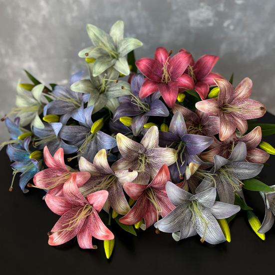Faux Lily Flowers Bulk Realistic Artificial Tiger Lily Long-lasting Fake Lily Stem for Floral Arrangement Wedding Party Home Decor