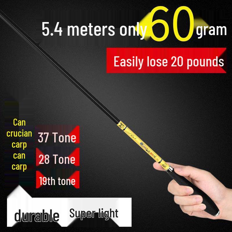 Ultra-Hard, Ultralight Taiwan Carbon Fishing Rod: 28/19 Action, Extremely Fine Design for Crucian Fishing