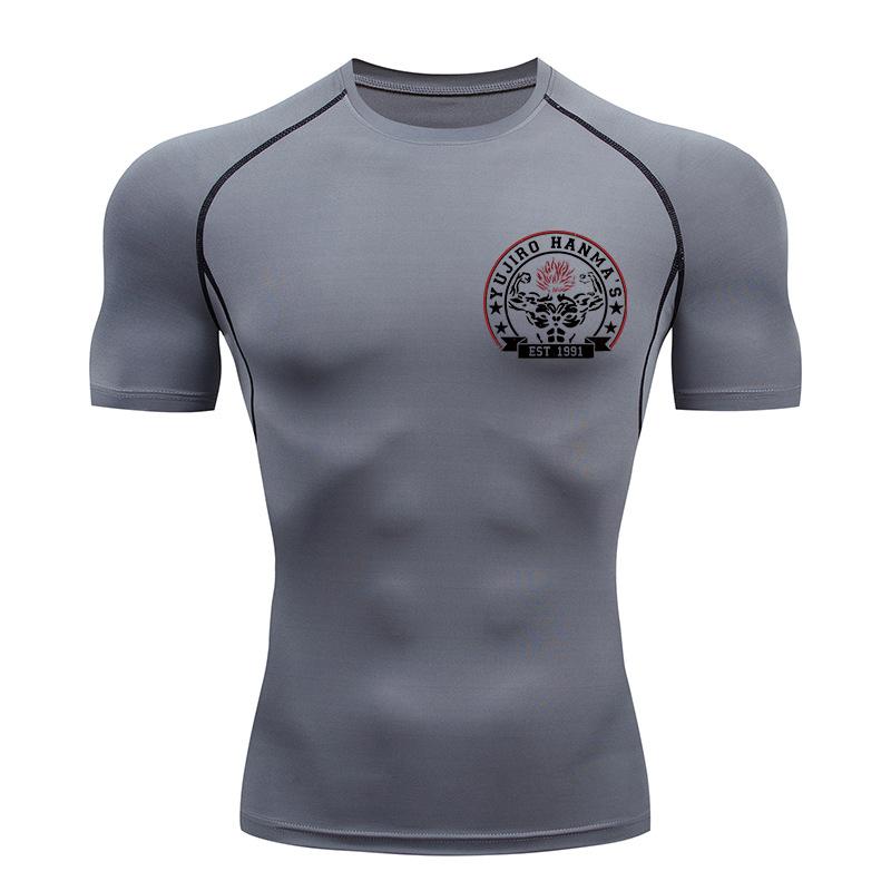 Baki Print Compression Shirts for Men Athletic Quick Dry Tshirts Tees Tops Gym Workout Fitness Undershirts Baselayers Rash Guard