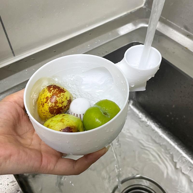 1 Stück Wirbelnde Beeren-Waschschüssel, Selbstrotierende Obst- & Gemüseschleuder mit Ablauf 360° Wirbelreinigung Küchensieb Werkzeug