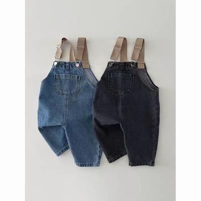 Spring Boy Baby Pocket Overalls Loose Infant Suspenders Jumpsuit Retro Toddler Jeans Kids Casual Pants Girl Cotton Trousers