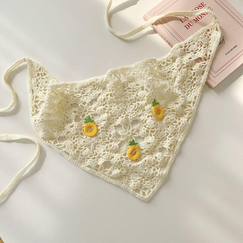 Sweet Floral Knitted Headband Flower Crochet Bandana Elegant Ethnic Style Turban  Children