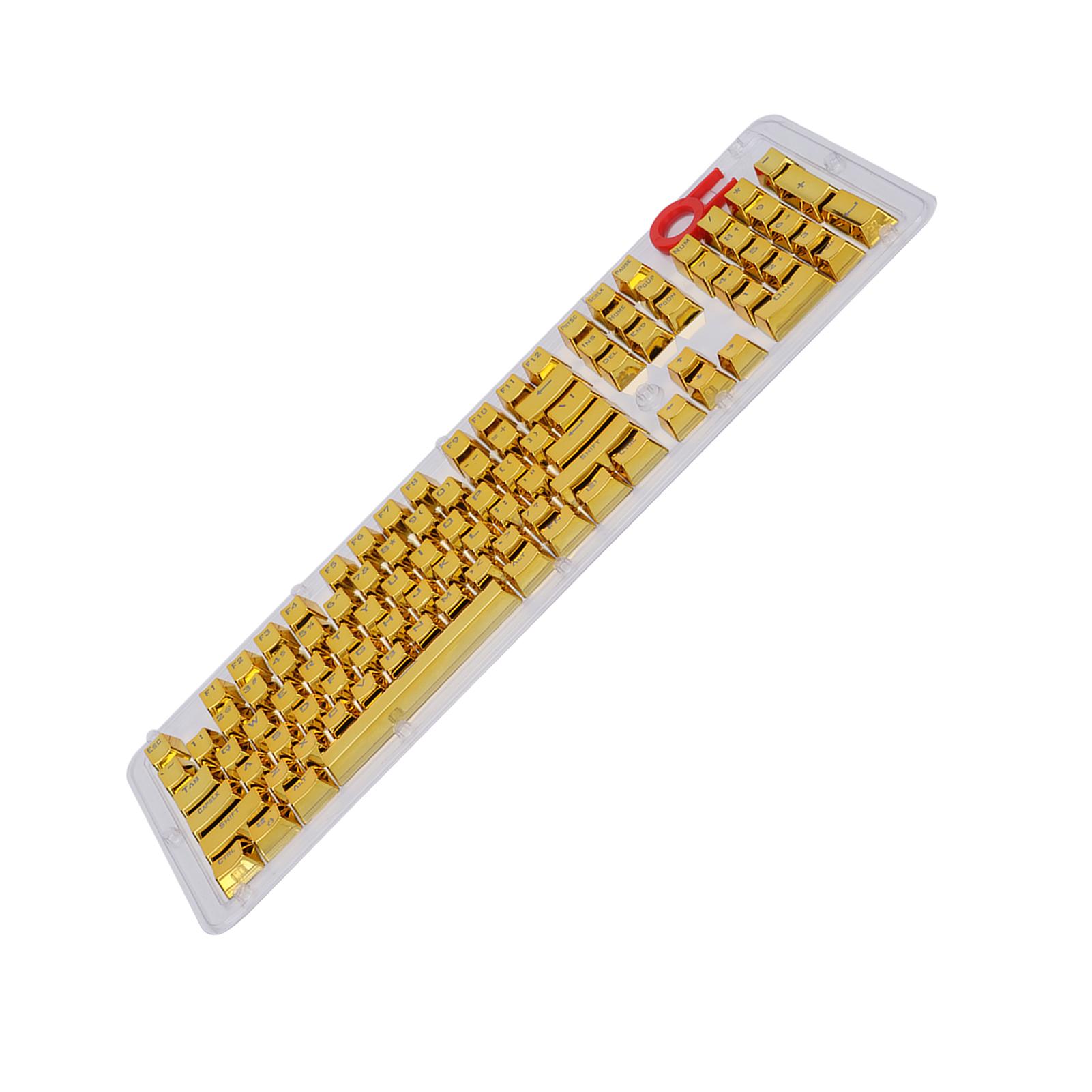 

104Pcs Key Metallic Stable TwoTone Translucent Backlit Mechanical Keyboard (Gold )