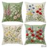 4 Stück Gestickte Wildblumen-Kissenbezüge mit Blumenmuster, Kissenbezug mit Pflanzenaufdruck, Polyester, Heimdekoration, Sofa, Wohnzimmer, Schlafzimmer, 2D Flach