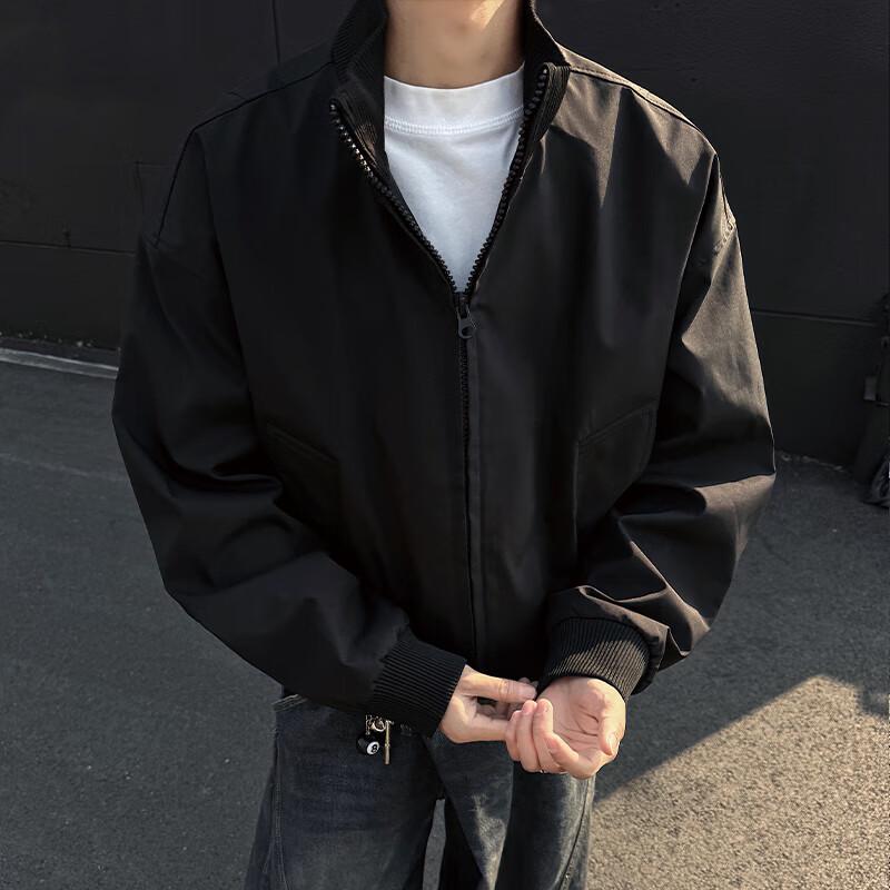 Homlean Men's Retro Stand Collar Flight Bomber Jacket HJ32