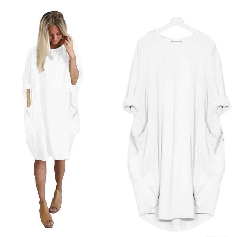 Elegantní ležérní šaty střední délky evropské a americké módy pro ženy nadměrných velikostí