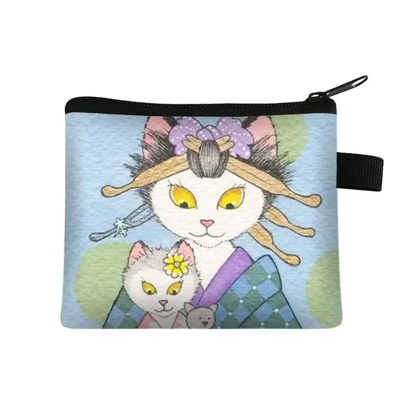 Cute Cartoon Cat Card Holder Coin Purse Change Purses Small Wallets Women Clutch Zipper Coins Bag Pouch Cat Kids Mini Wallet