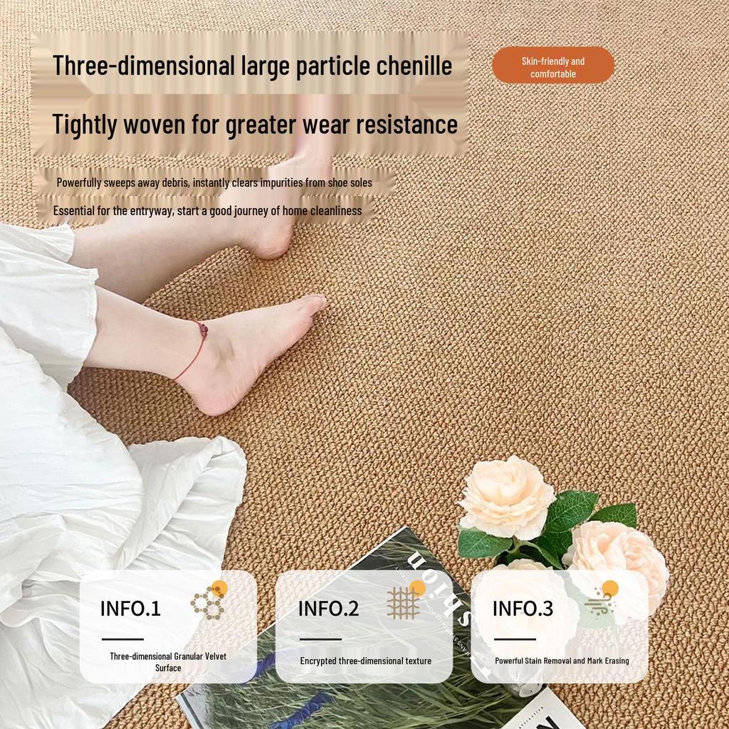 Thickened Pure Color Round Sisal Rug for Living Room, Bedroom, Sofa, Coffee Table, Study, Chair Mat