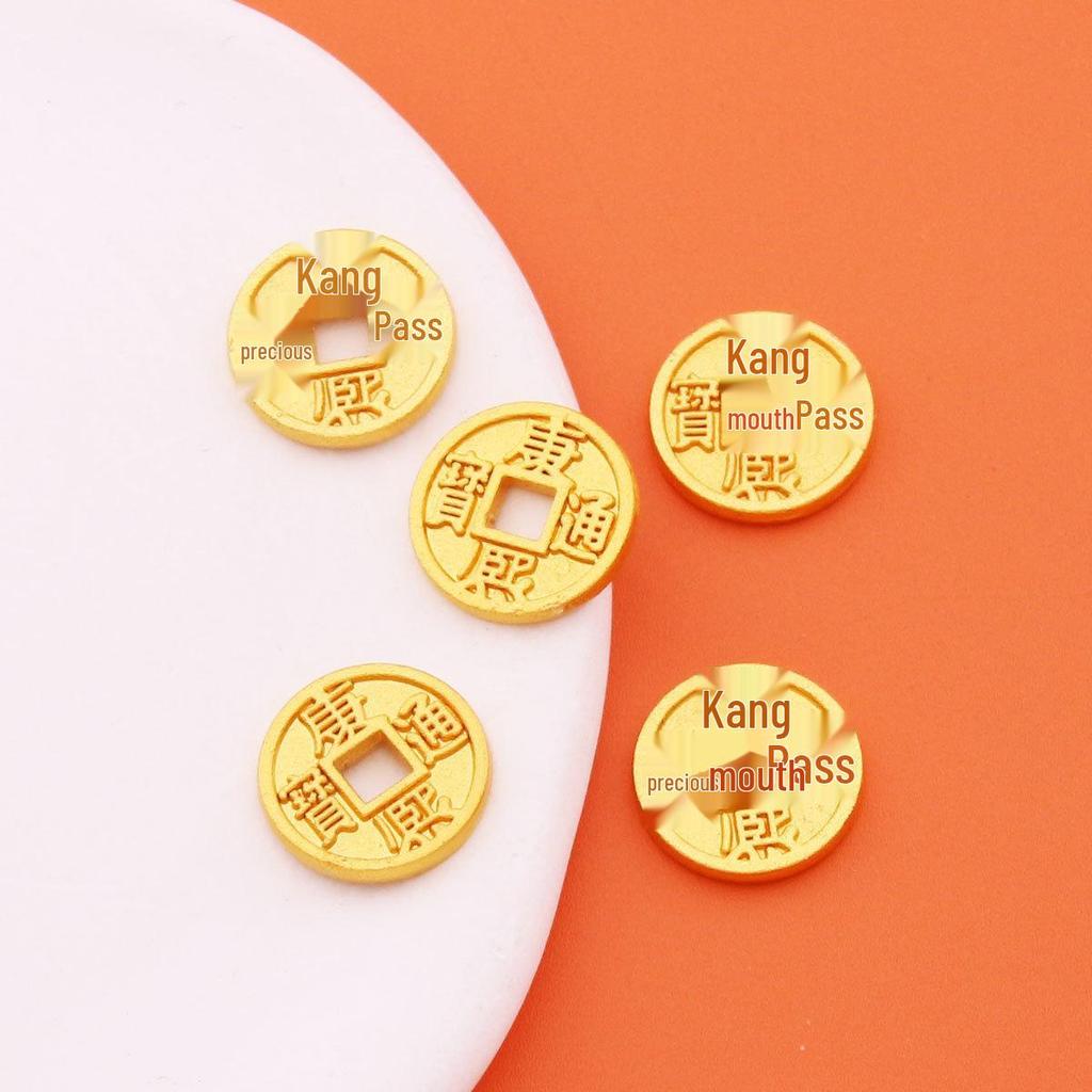 Matte Gold DIY Five Emperors Copper Coins Jewelry: God of Wealth Bracelet, Necklace, and Pendant Accessories