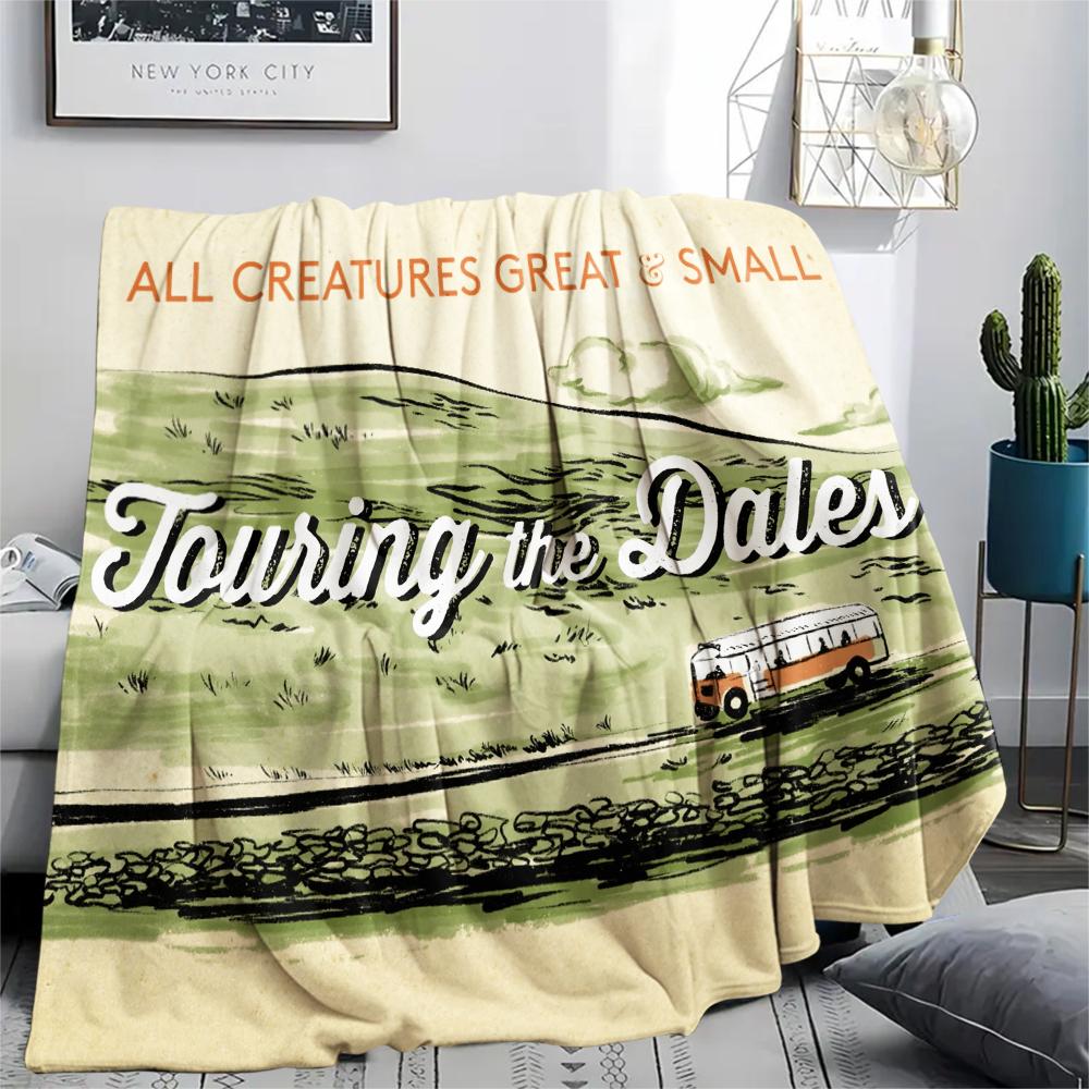 

All Creatures Great and Small pattern Flannel Blanket, High quality Comfortable for All Seasons, Home Decor, Warmth and Comfort, Perfect for Gifts. 80cm x 120cm