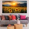 Sonnenblumenfeld und Sonnenaufgang Leinwand Kunstdruck - Ungerahmte Wanddekoration, Geeignet für Wohnzimmer, Schlafzimmer und Heimbüro.