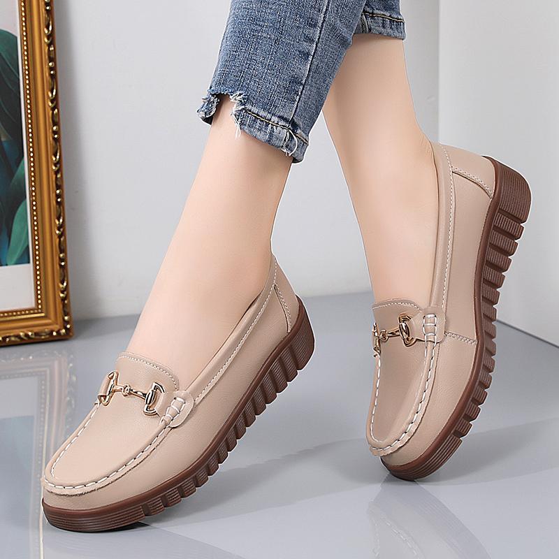Casual Shoes Flat Women's Loafers Leather Lightweight Non-slip New Fashion Spring Summer Casual Mother Shoes Plus Size