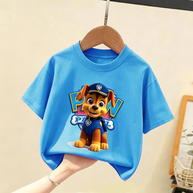Paw Patrols Children T Shirt Chase Marshall Rubble Dog Print Tee Boy Girl Short Sleeve Tops Cute Cartoon Kids Summer Clothes