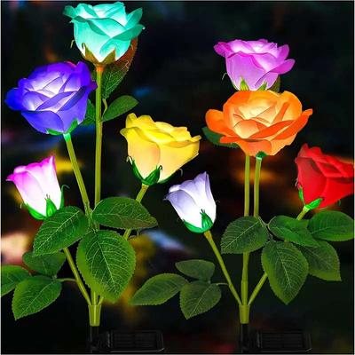 1pcs Solar Garden Lights,7 Color Changing Rose Lights For Yard, Enlarged Solar Panel, Holiday Party Ambient Light