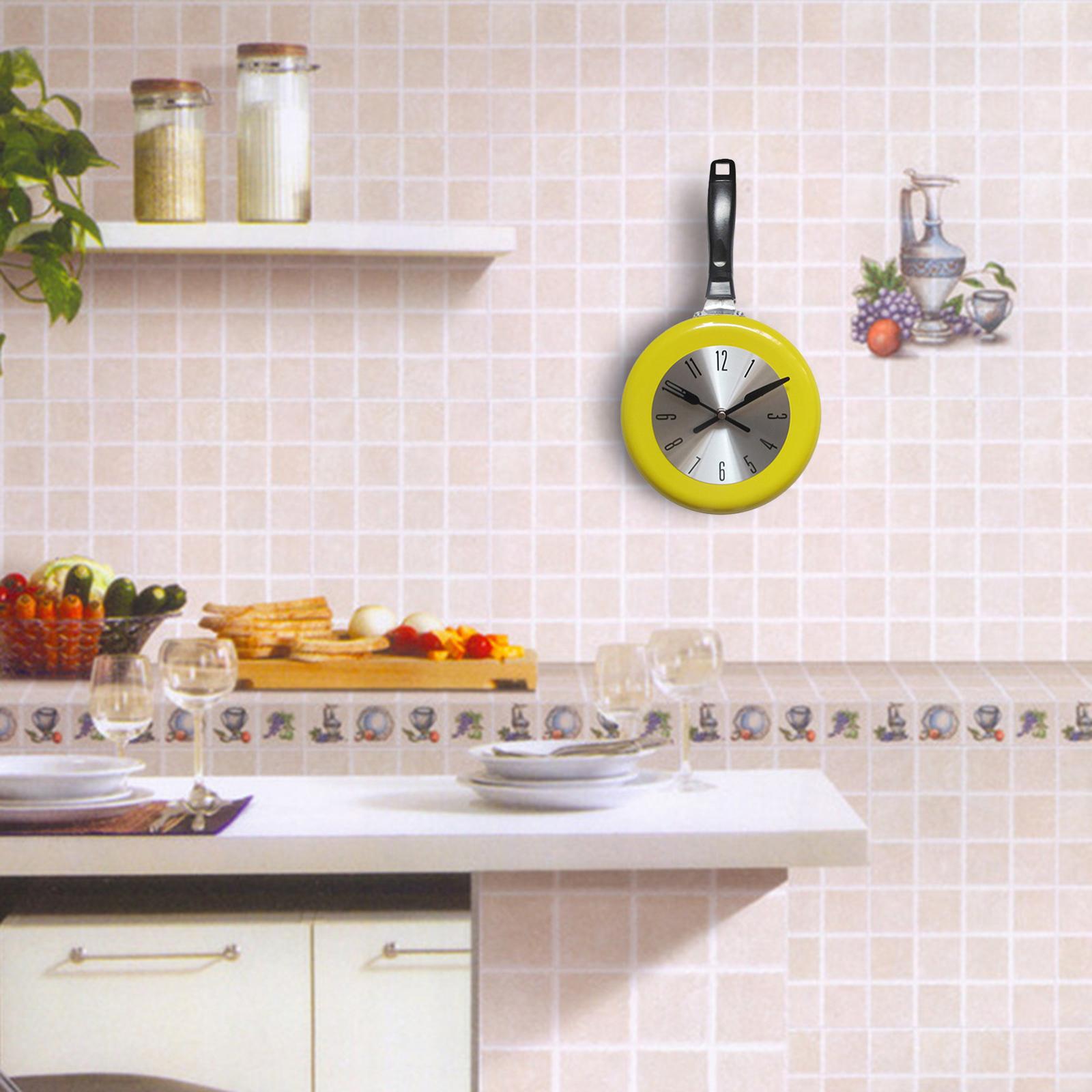 

Unique Kitchen Wall Clock 8 Inch Metal Frying Pan Home Kitchen Decoration жовтий