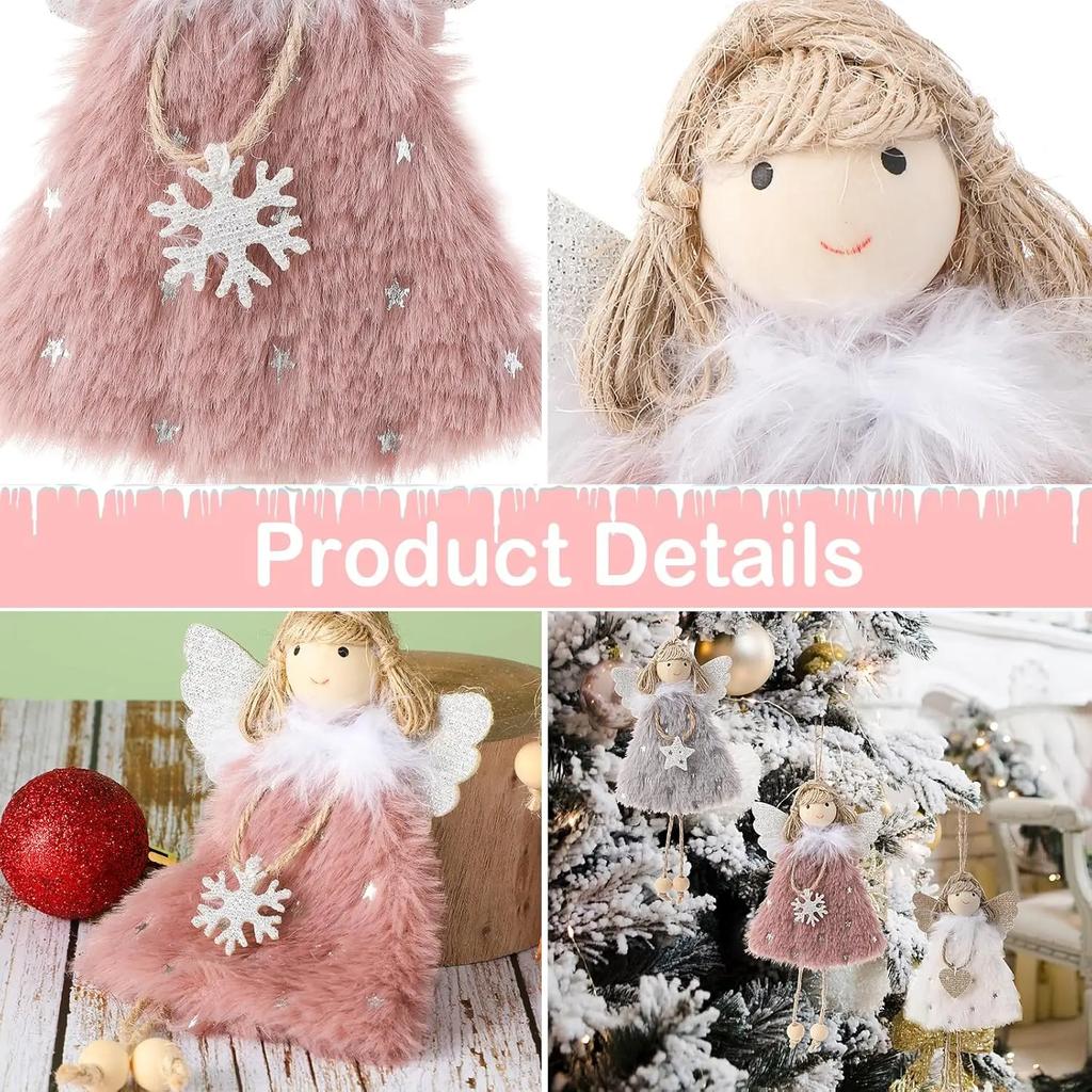 Angel Doll Pendants Christmas Plush Ornaments Plush Angel Ornaments for Christmas Party New Year Valentine's Day Decoration