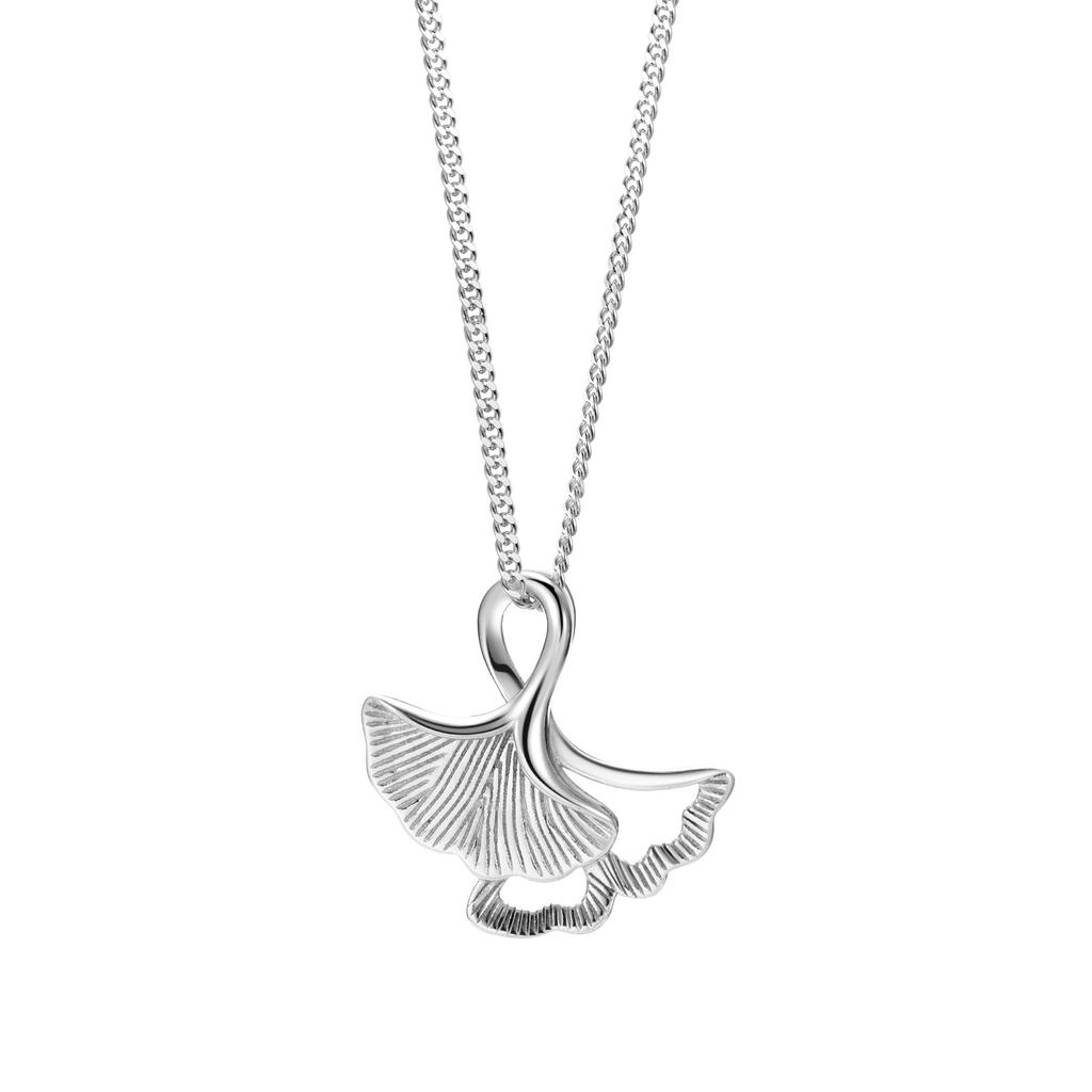 S925 Sterling Silver Ginkgo Leaf Choker Necklace for Women, Minimalist Hollow Pendant, Delicate Sweet Design