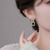 Elegant Zircon-Studded Geometric Square Earrings: Versatile Two-Way Wear