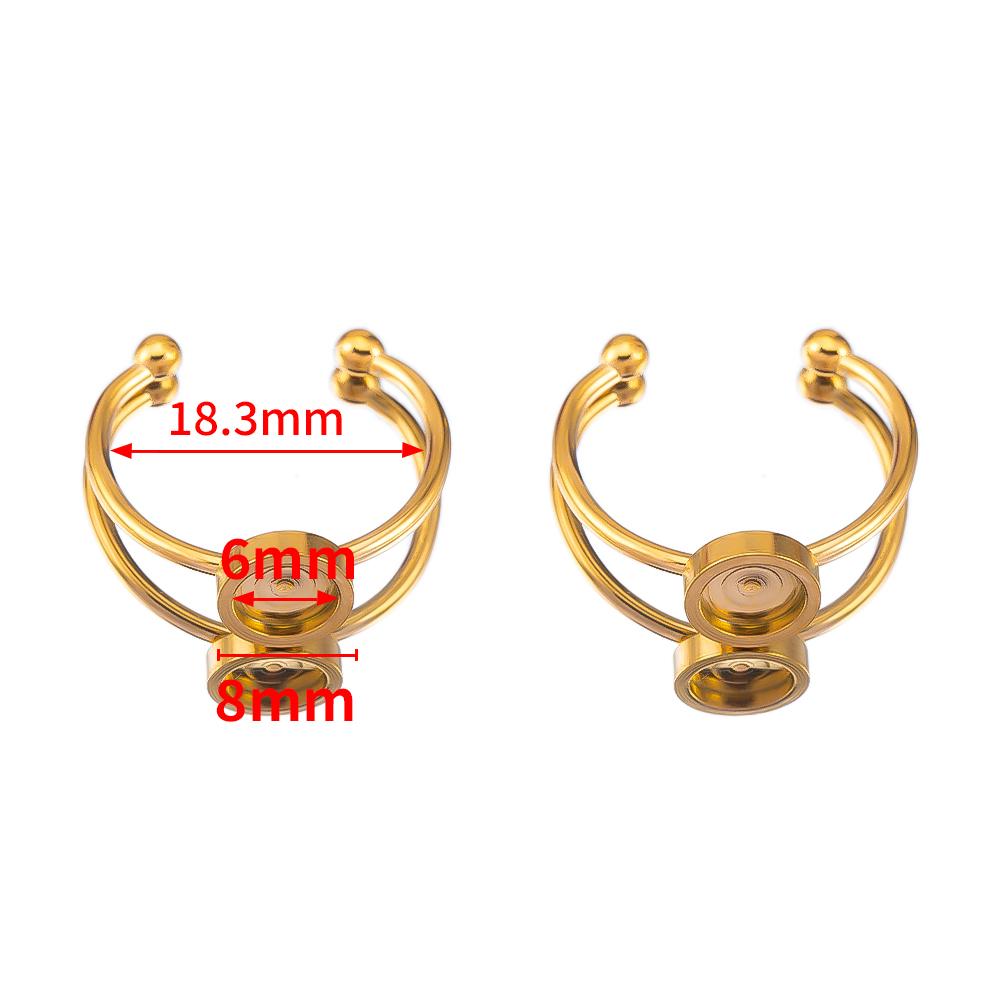 10pcs Adjustable Open Finger Ring Setting Stainless Steel 4mm 8mm 12mm Round Blank Ring Base Bezel Cabochon DIY Jewelry Making