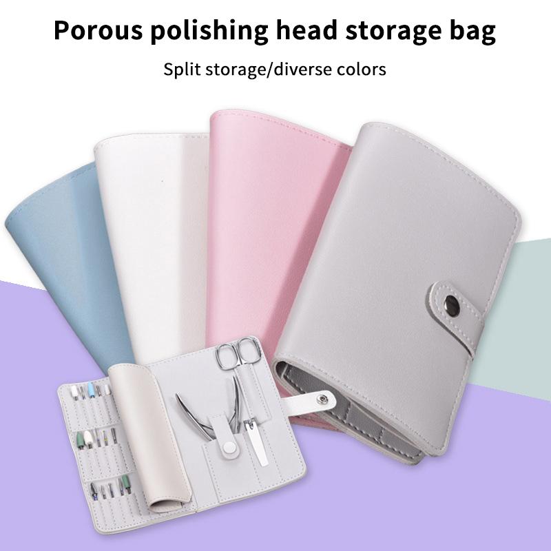 37 Positions Folding Nail Drill Bits Bag Portable Holder Diy Nails Art Tool Storage Soft Wallet Bags Manicure Accessories