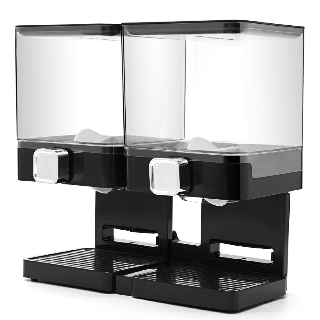New Double Cereal Dispenser Storage Dry Food Snack Container Wall Mounted Kitchen Canister Contain Box for Home Kitchen