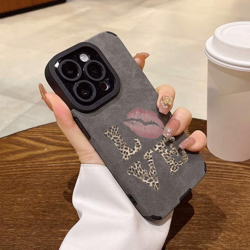 

Fashion Leopard Print Love Pattern Phone Case For iPhone Air 17 16E 15 14 Plus 13 Mini 12 11 Pro Max XS XR X Faux Leather Cover iPhone XR