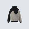 Unisex Oversized Hooded Sweatshirt With Color-Block Patchwork Raw Hem Detail