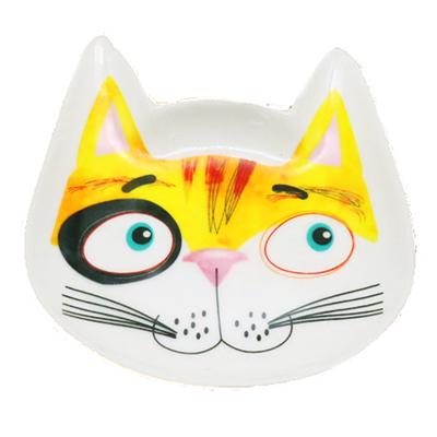 Les Trésors De Lily [R0489] - Ceramic 'Cats' White Multicolor Empty Pocket Dish - 12x10x2 Cm