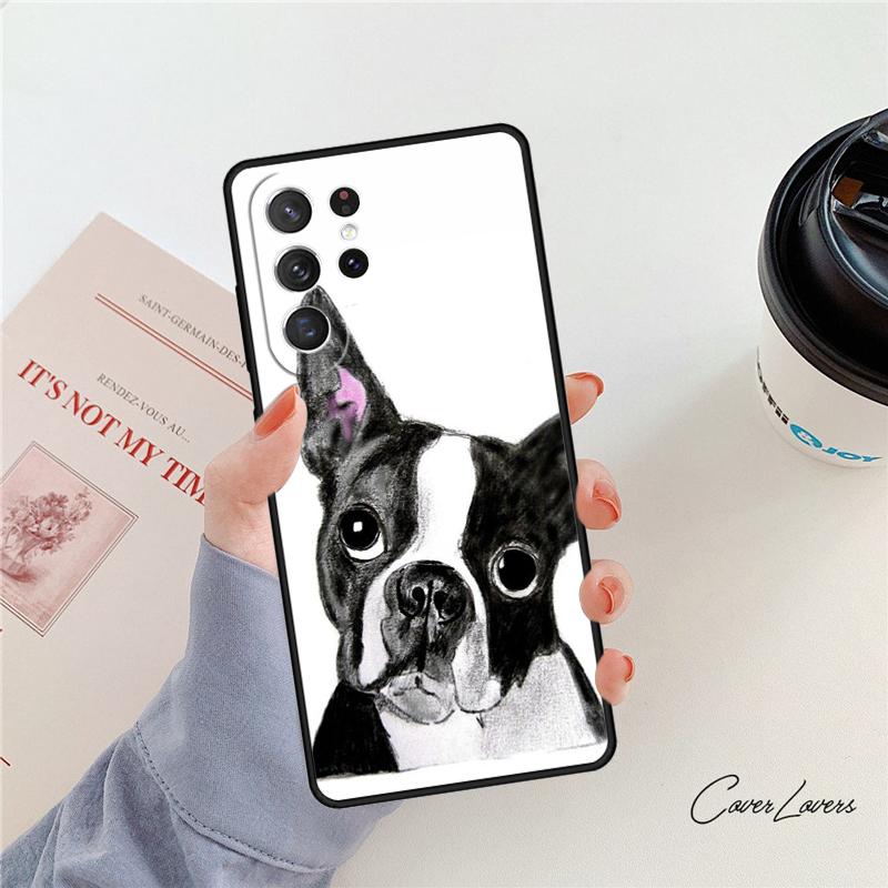 Boston Terrier Dog phone case For Samsung Galaxy S24 S25 S23 S22 Ultra Note 10 20 Plus S20 S21 FE Cover