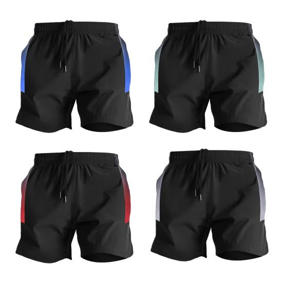 Herreshorts Fargeblokkdesign Elastisk midje Hurtigtørkende Allsidig Bredt ben Sport Treningsshorts Daglig bruk