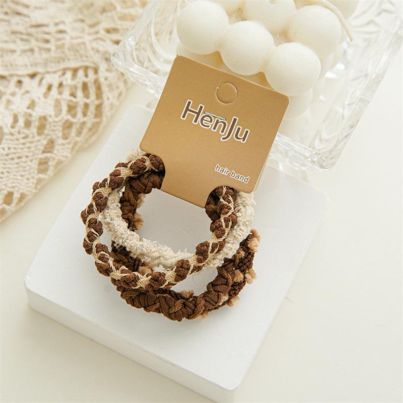 Vintage Coffee Color Rubber Bands For Women Fashion Elastic Hairbands Headbands Ponytail Hair Ropes Hair Loop Girls Hair Accessories