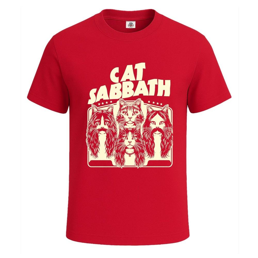 Maglietta da uomo con grafica divertente e scherzosa 'Cat Sabbath' Maglietta Divertente per Feste Top Tee