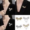 Elegant Crystals Bowknot Brooch Alloy Jewelry Accessory for Women Gift