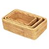 Ru Han Chinese Style Handwoven Rattan Rectangular Storage Basket
