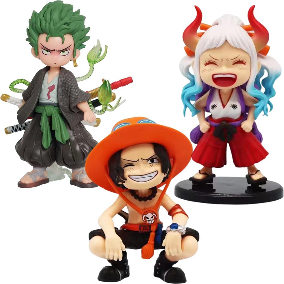 12-15cm ONE PIECE  Anime Monkey D Luffy Roronoa Zoro Q-Version PVC Model Desktop Car Ornament  Kids Birthday Christmas Gift Toys