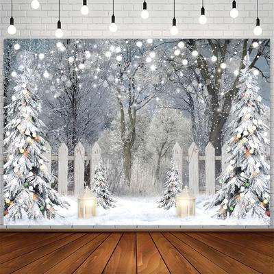 1 Person Winter Photography Background Sparkling Snow Forest Pine Background Snow Christmas Christmas Holiday Party Decorations
