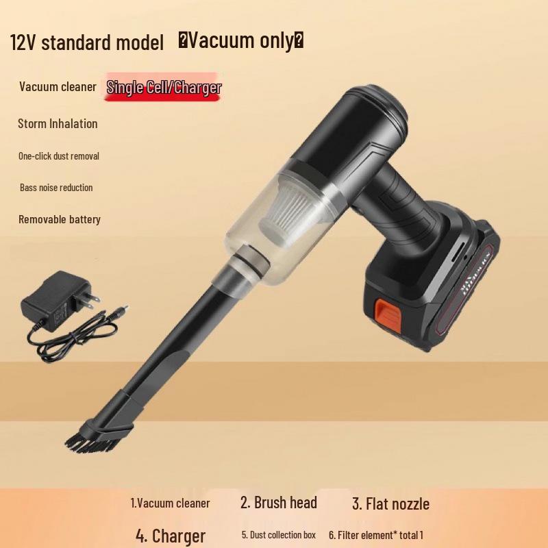 

Высокомощный ручной беспроводной пылесос для дома и автомобиля - Большая мощность всасывания, Перезаряжаемый, Компактный для окон и щелей