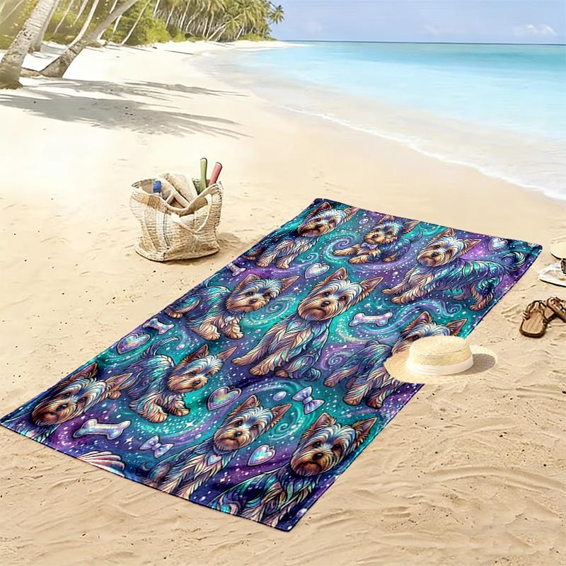 Galaxy Dogs Print Beach Towel, Large Soft Quick Dry Towel for Beach Camping Swimming