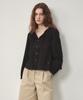 OSTKAKA Pintuck Lace Blouse Long Sleeve Black