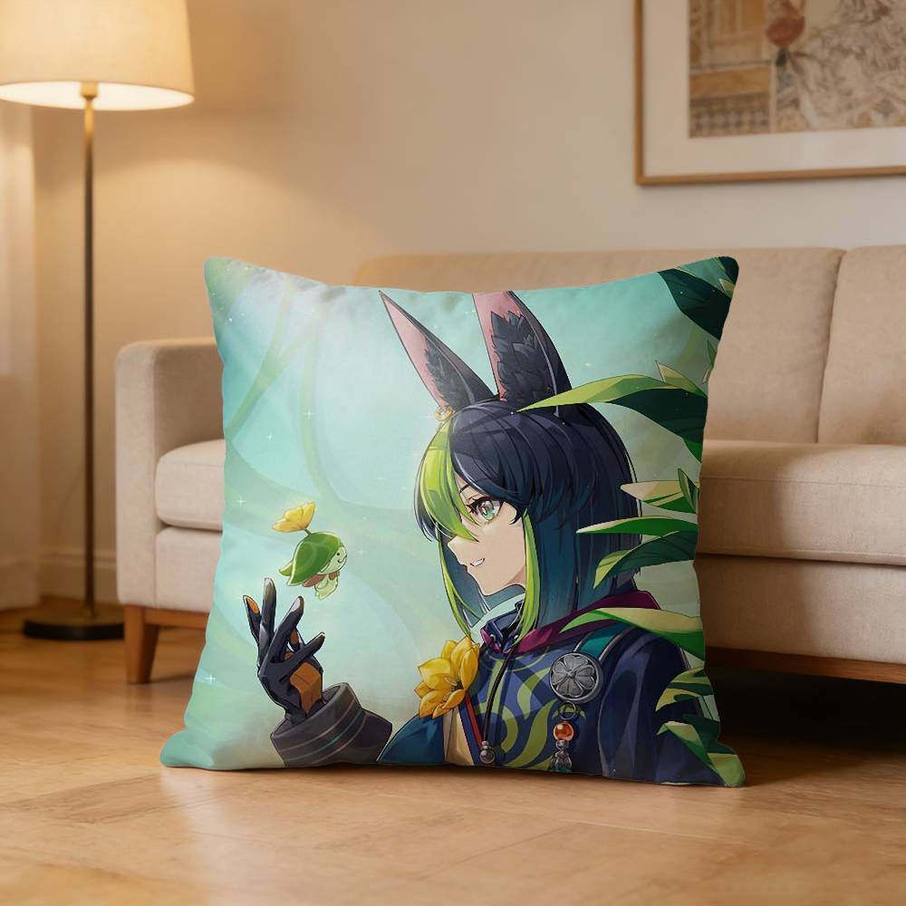 T-Tighnari G-Genshin Impact Pillow Case Pattern Printed Pillowcase For Living Room Sofa Cushion Cover